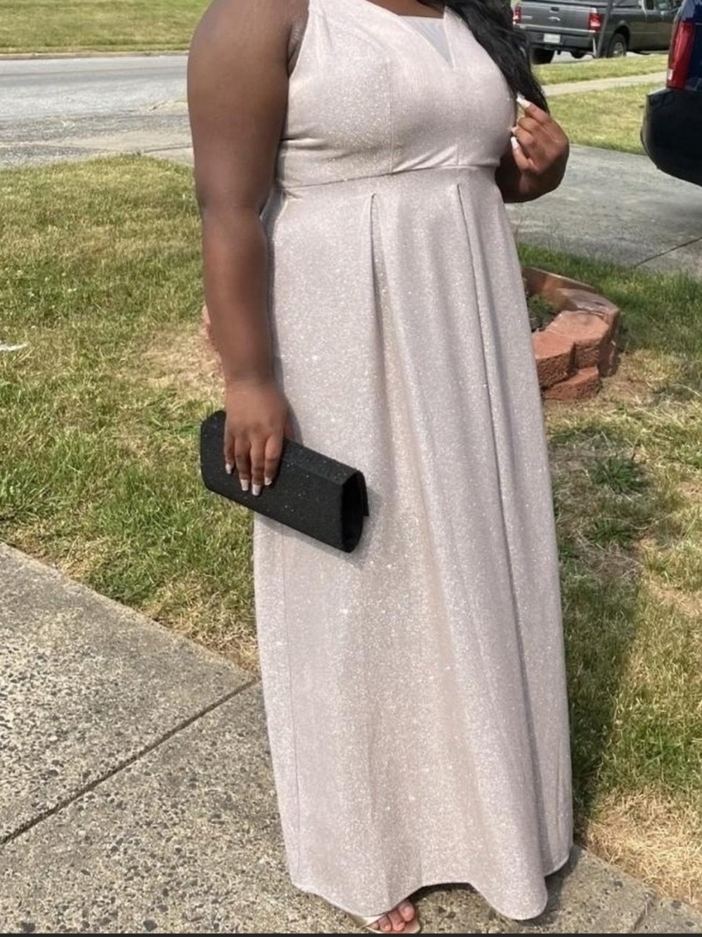 Macy's Sparkle Champagne Prom Gown